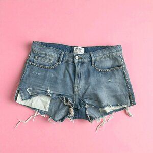 FRAME Light Wash Cutoff Studded Trim Denim Shorts Size 27